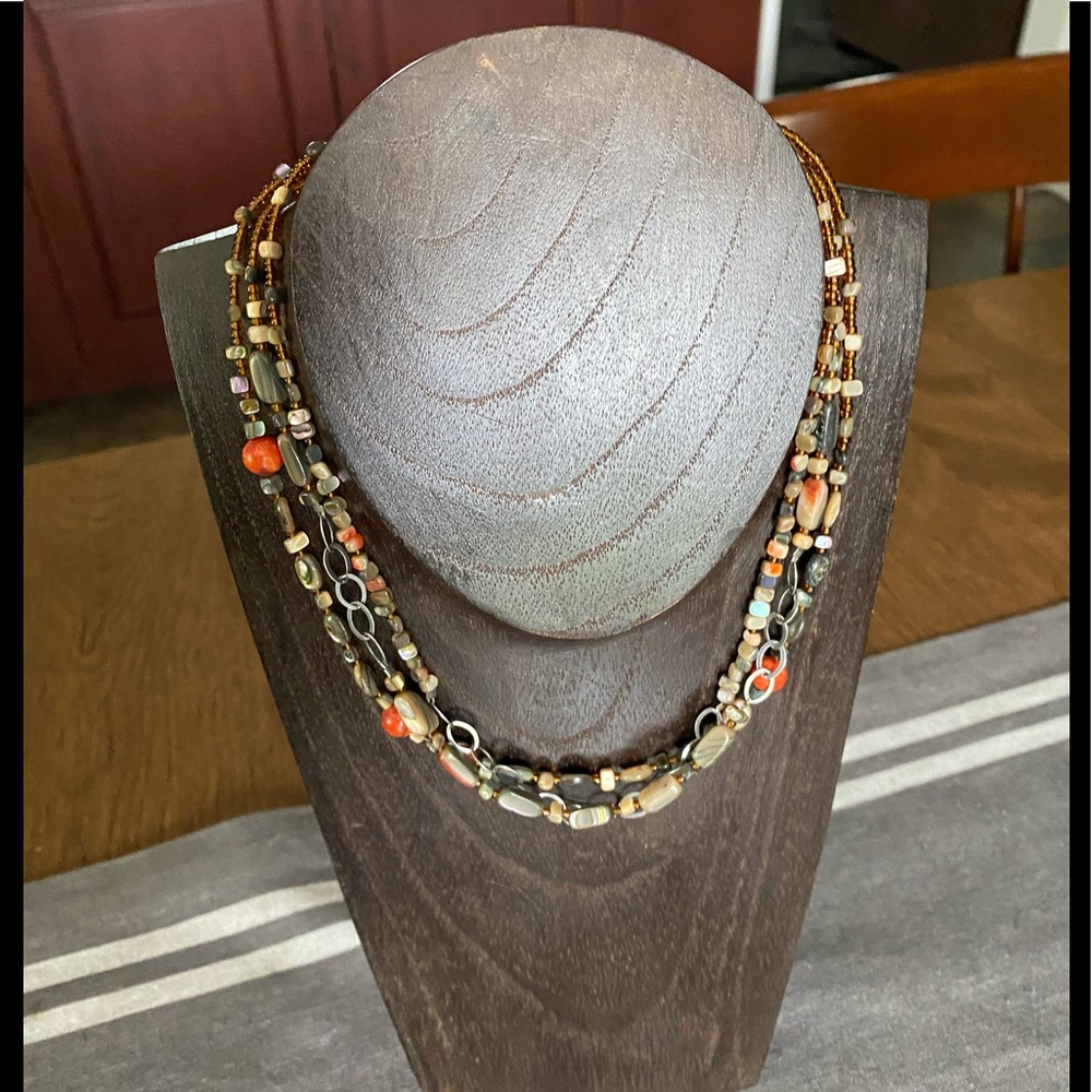 Silpada Coral mixed material necklace